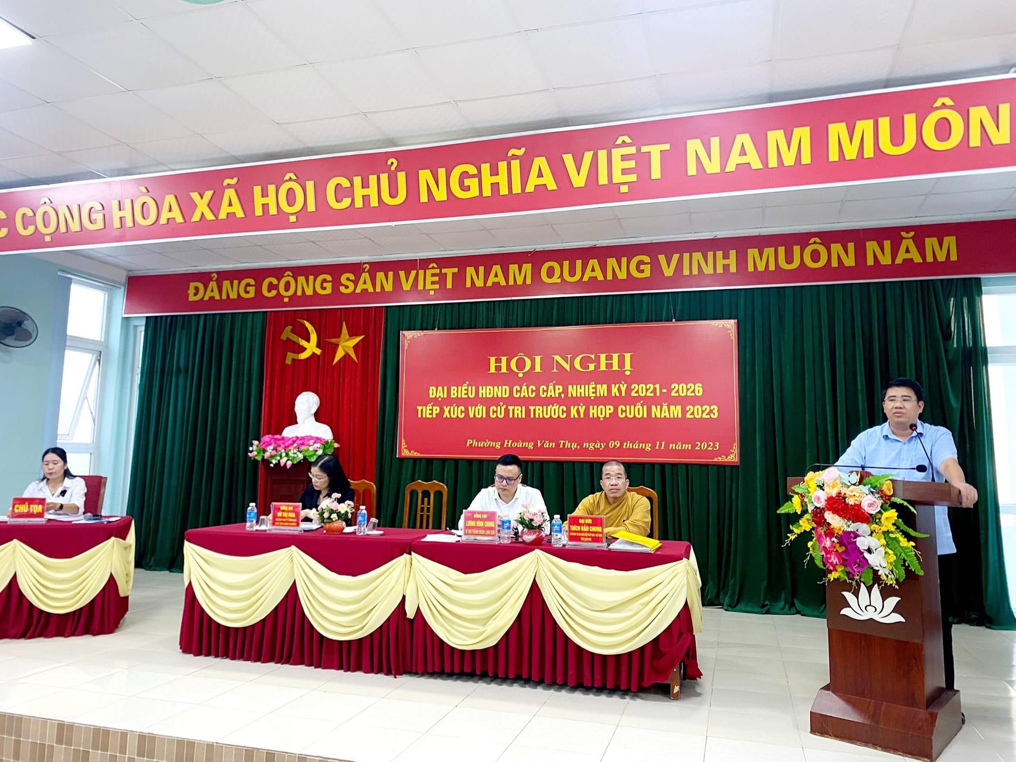 Phường Hoàng Văn Thụ: UBMTTQ phường phối hợp tổ chức Hội nghị đại biểu HĐND các cấp tiếp xúc với cử tri trước kỳ họp thường lệ cuối năm 2023.